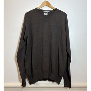 Peter Millar Crown Soft Merino Wool Silk V-Neck Sweater Men's XL Dark Gray READ